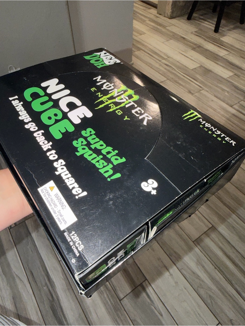 Set of 12 monster energy lime green clear cubes with brand with display box
